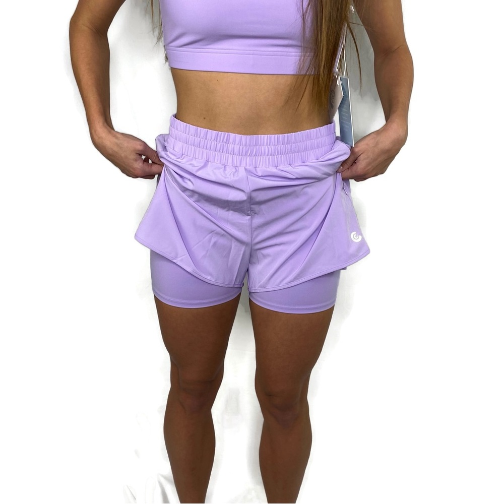 Johnny Was Lavender Athletic 2-in-1 Shorts